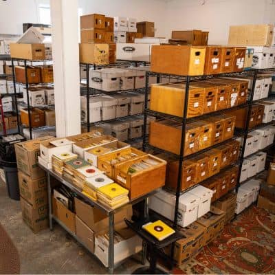 crates of records at Revilla Grooves and Gear
