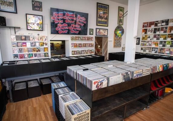 Vinyl records neatly displayed at Revilla Grooves and Gear, Milltown, NJ
